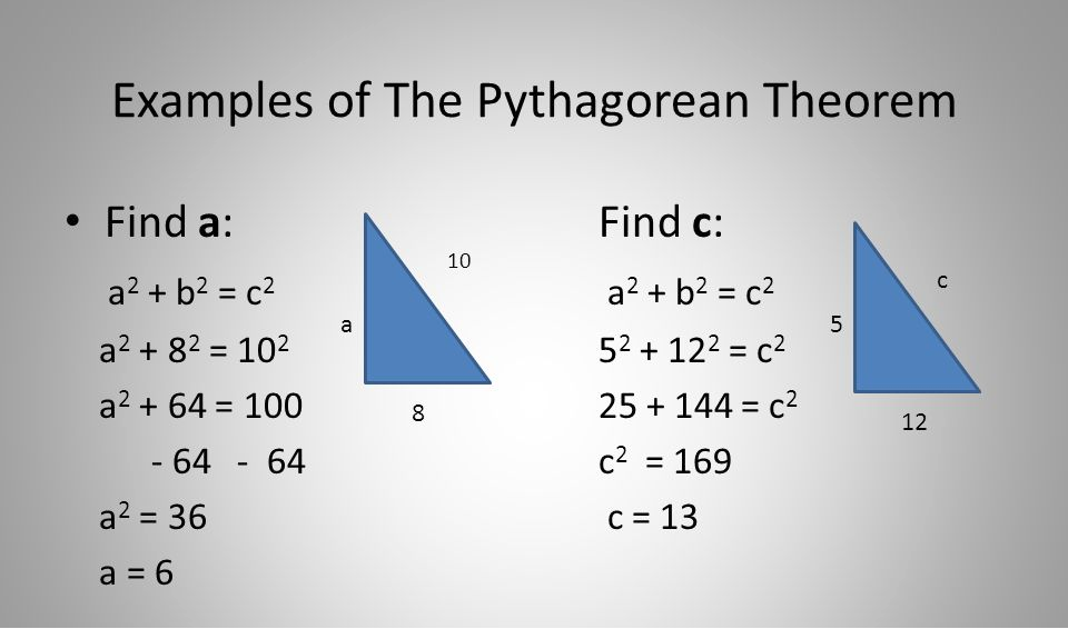  Examples For Pythagorean Theorem Pythagorean Theorem solutions Examples Answers 